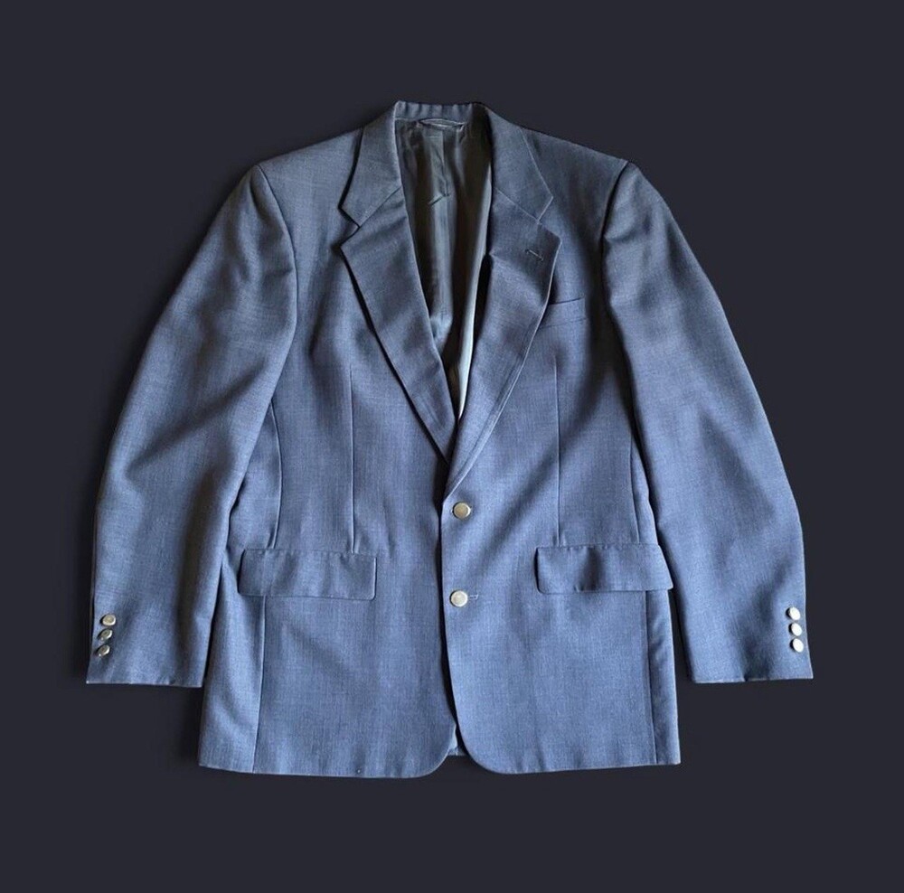 Vintage Christian Dior Monsieur Blazer Mens 44R Gray 80s 90s Suit Jacket Golden